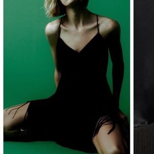 Zara Black Fringe Slip‎ Dress